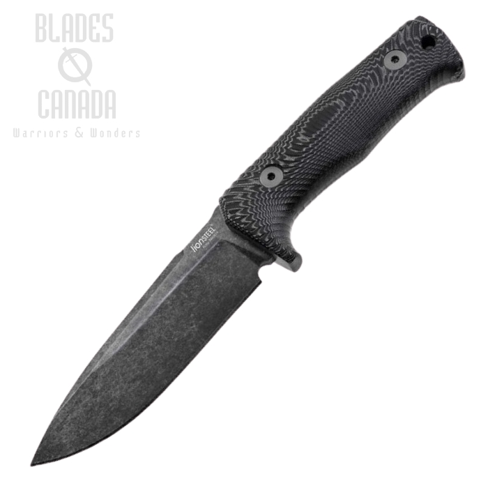 Lion Steel T5 Fixed Blade Knife, Niolox Black, Micarta Black, Leather Sheath, T5B MI